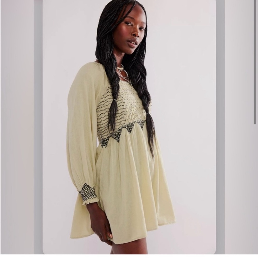FREE POEPLE What A Feeling Cream Combo Tunic Dress Size Small